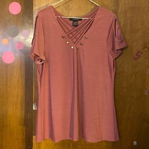 Criss Cross Pink Blouse